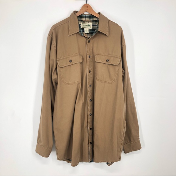 L.L. Bean Shirts Ll Bean Lt Mens Flannel Lined Hurricane Work Shirt